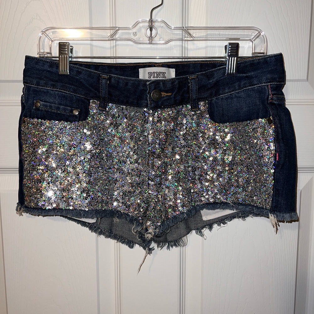 Victoria’s Secret PINK Sequin denim shorts size 6